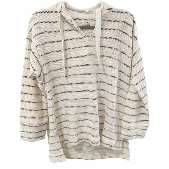 Lou & Grey Sweaters - Lou & Grey Cream Striped Hooded Pullover Sweatshirt | Cozy Lounge Hoodie XS